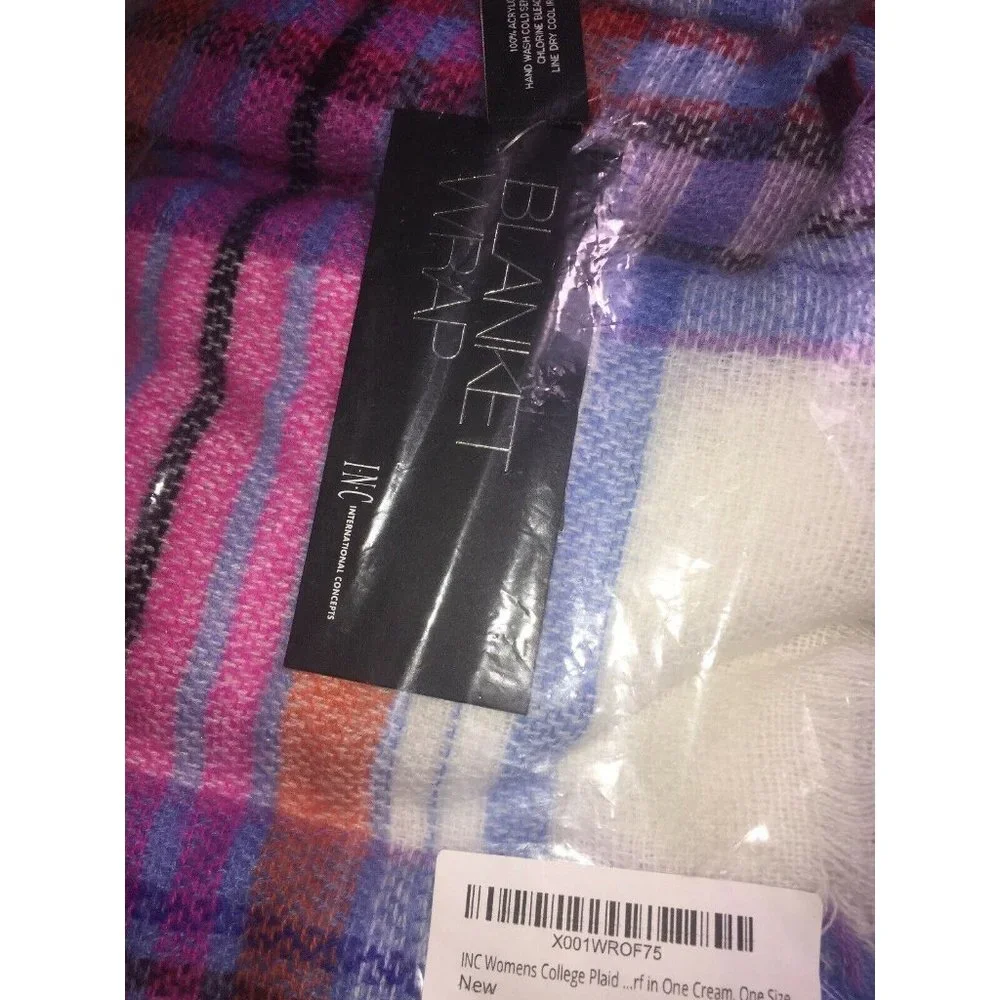 INC International Concepts College Plaid Wrap Retail $49.50